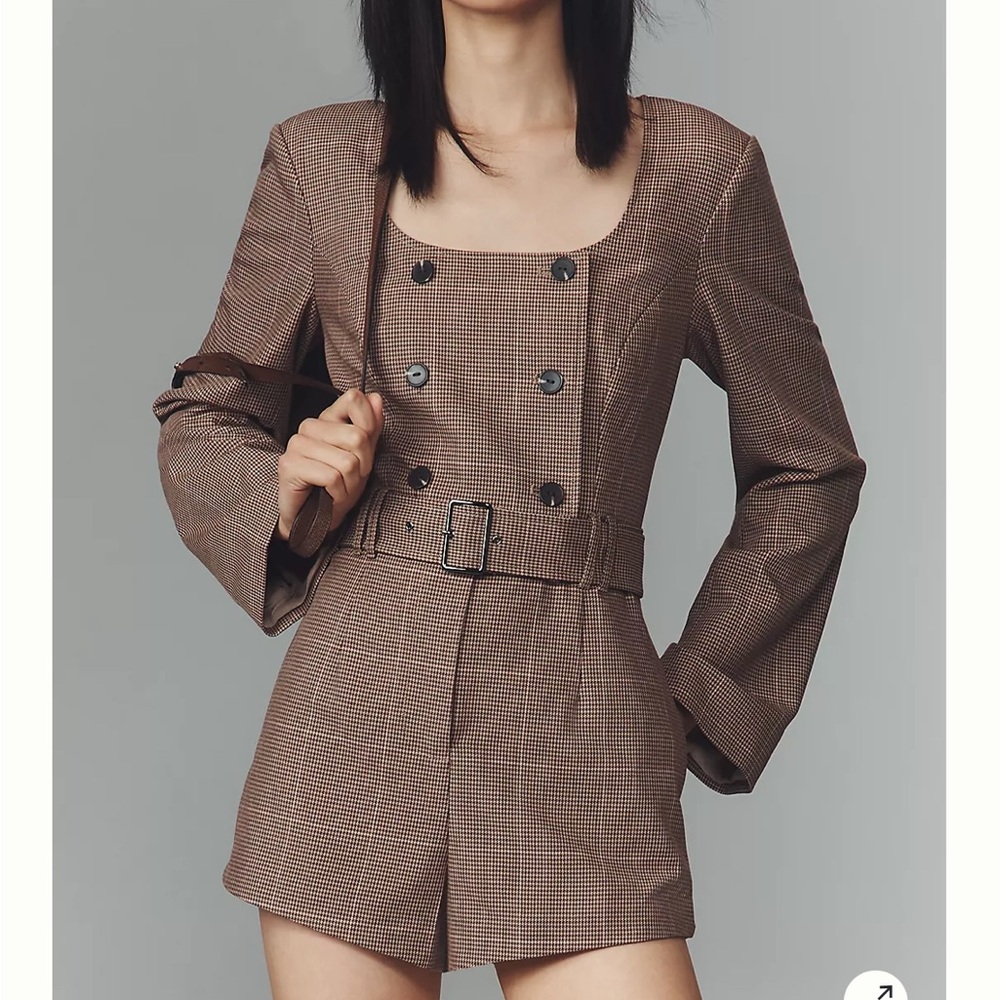 By Anthropologie Long-Sleeve Blazer Romper